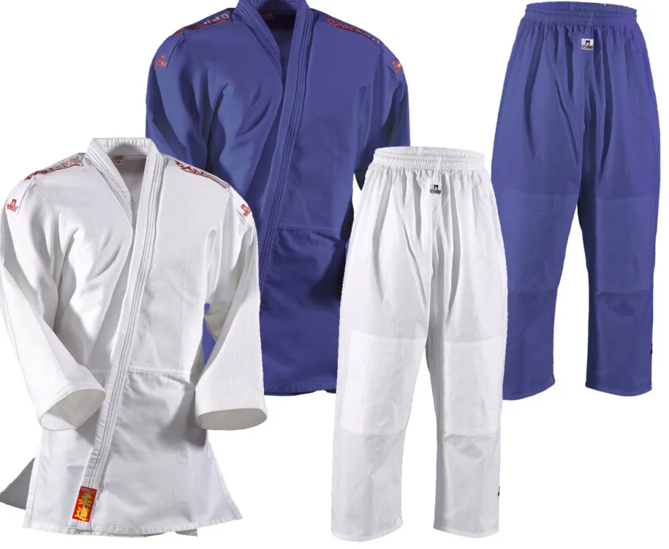 DANRHO Judoanzug Yamanashi mit Schulterstreifen in blau oder weiß