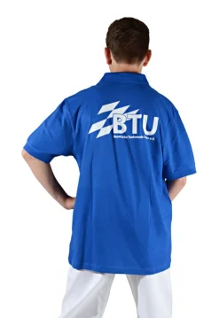 Poloshirt blau mit Druck BTU