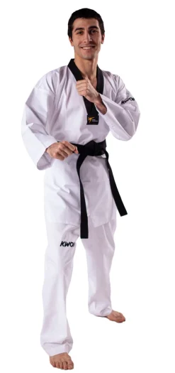 Taekwondo Anzug Victory schwarzes Revers, WT anerkannt
